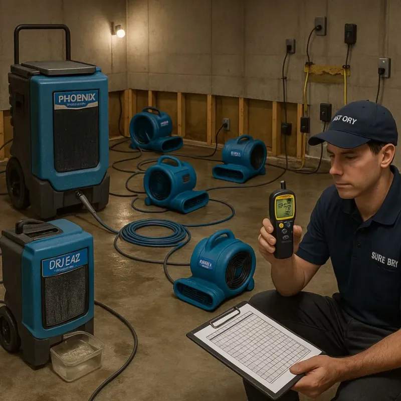 Structural Drying and Dehumidification process in Stafford, CT